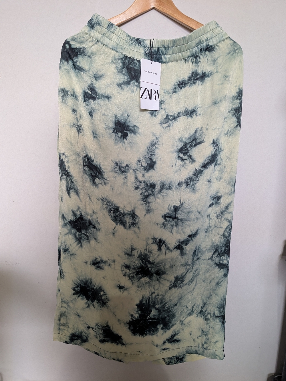 NWT Zara Tie Dye Maxi Skirt Size Large Blue Cream Art 2731/049/800 Boho Grunge